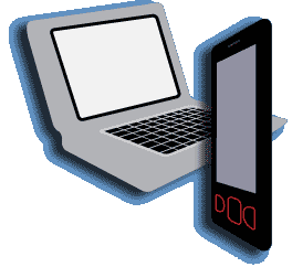 cell phone and laptop computer